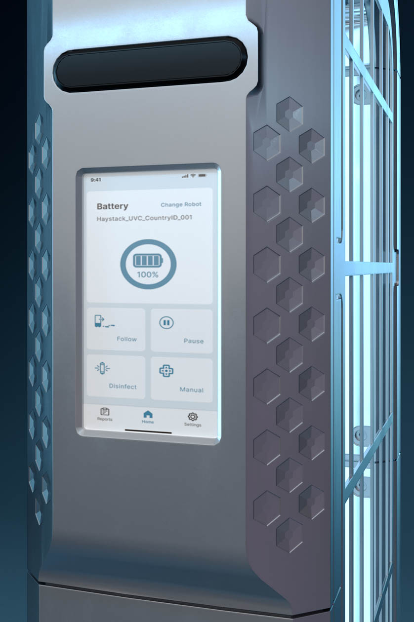 Close up image of UV-C Robot touchscreen interface